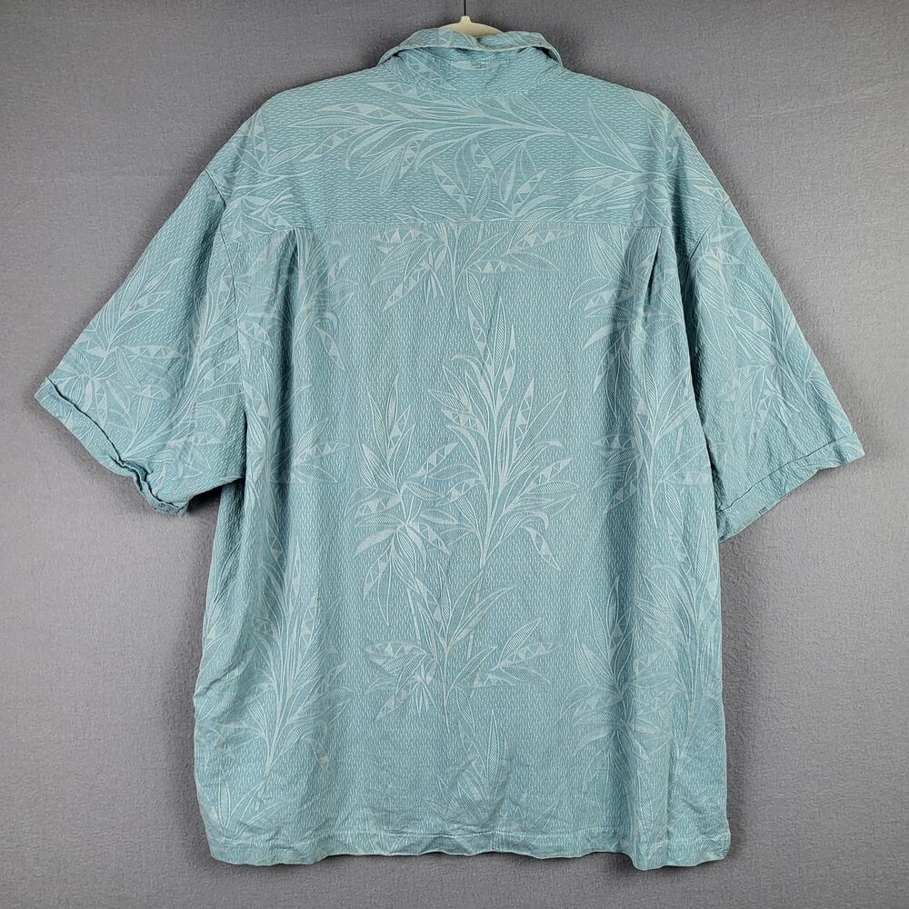 Jamaica Jaxx Men's XL 100% Silk Aloha Shirt Light Blue‎ Tiki Vacation Cabana Boy - Picture 7 of 9